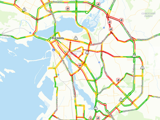 Дороги Казани парализованы 10-балльными вечерними пробками