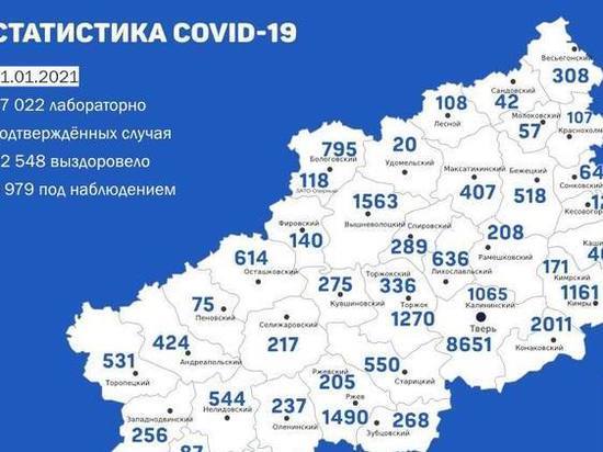 Обновлена карта распространения коронавируса по Тверской области