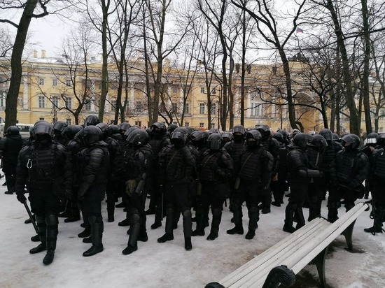 Силовиков закидывали снежками на Сенатской площади