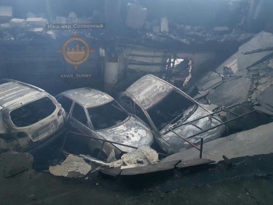 Появились фото и видео из сгоревшего склада автозапчастей в Красноярске