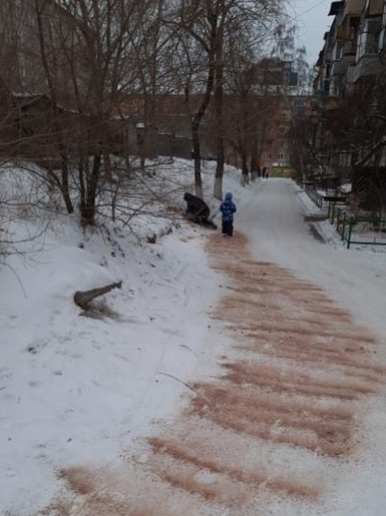 В Удэ-Удэ трехлетний малыш сам посыпал песком скользкую дорогу к своему детсаду