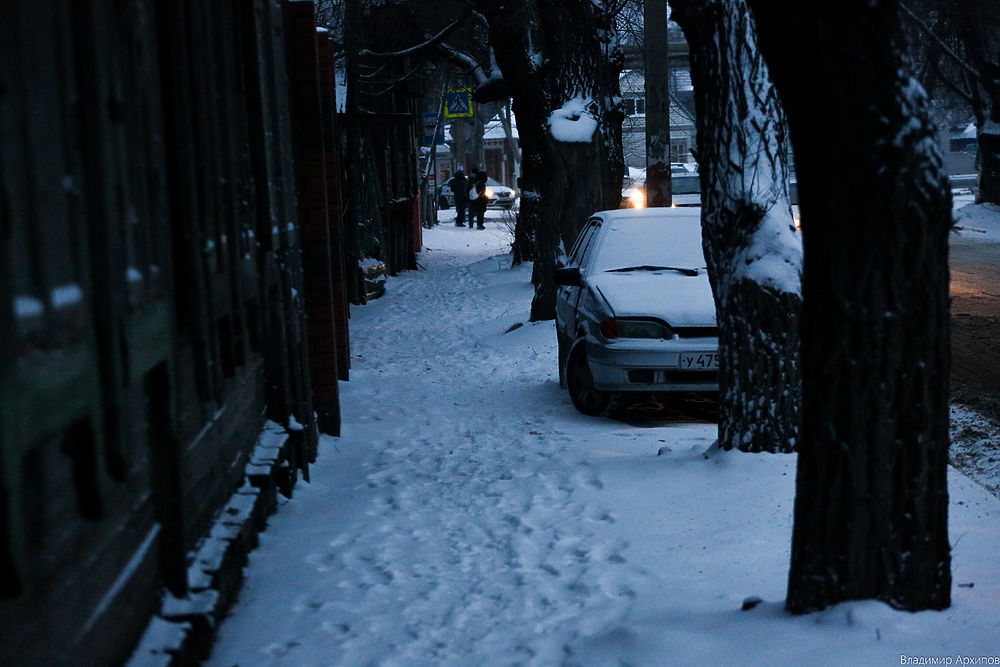 Кадры февральского снегопада в Астрахани