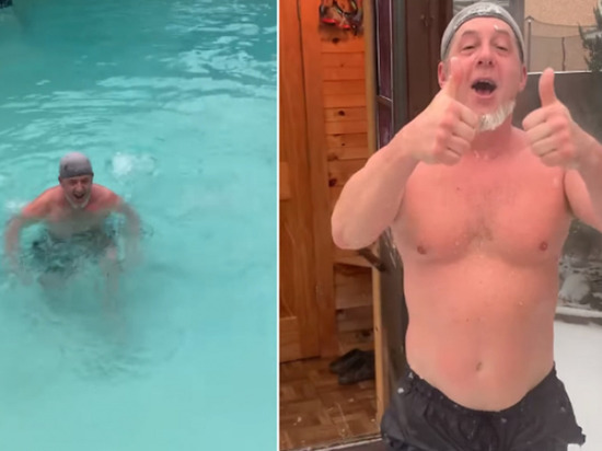 Томич удивил американцев купанием после бани в аномальные морозы в Техасе