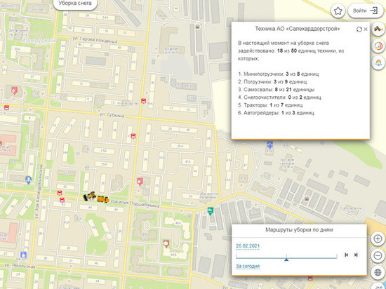Онлайн-карта покажет жителям Салехарда маршруты снегоуборочной техники