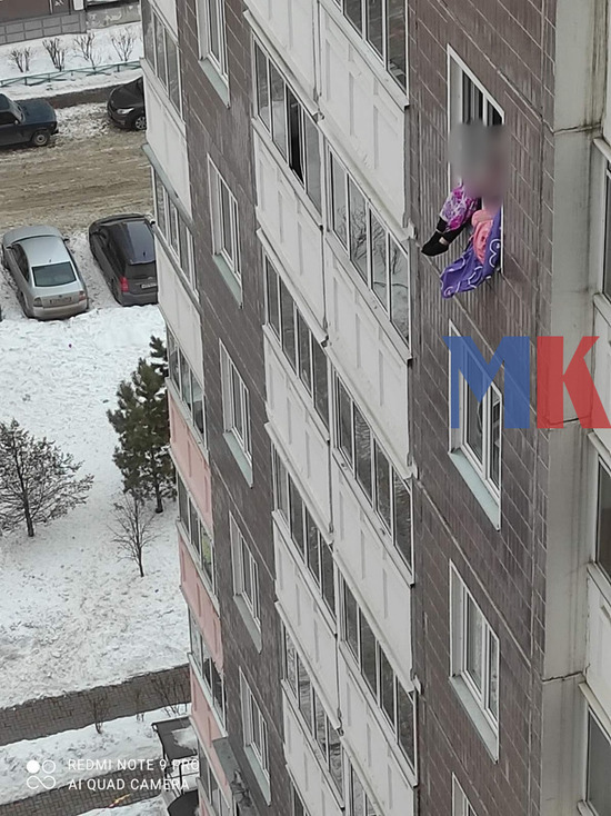 В Красноярске дети устроили чаепитие, свесившись с окна на 8 этаже