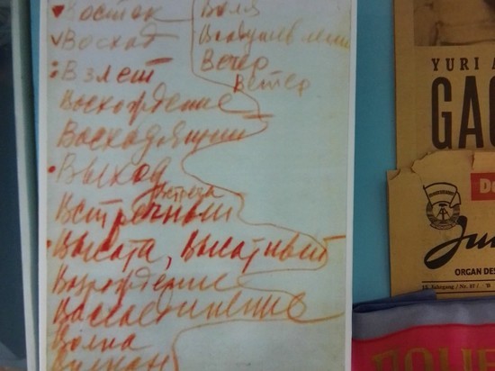 В Саратовском музее краеведения показали лист с 20 вариантами названия первого космического корабля, написанными рукой главного конструктора Королёва