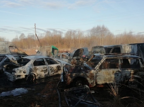 В автопарке Тверской области дотла сгорели автомобили