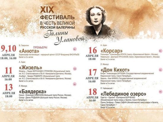В Марий Эл открывается XIX фестиваль балета в честь Галины Улановой