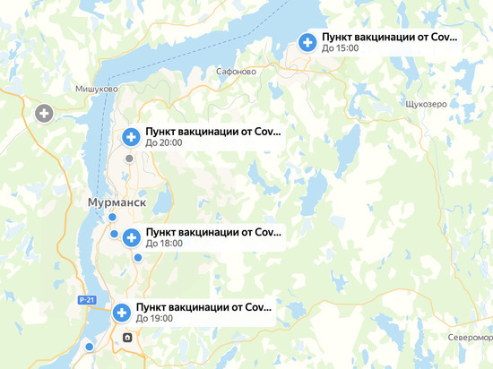Жители Мурманской области о расположении пунктов вакцинации могут узнать на Яндекс.Картах