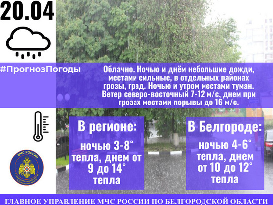 В Белгородской области ожидаются дожди, грозы и порывы ветра