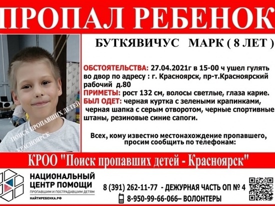 В Красноярске пропал 8-летний мальчик Марк Буткявичус