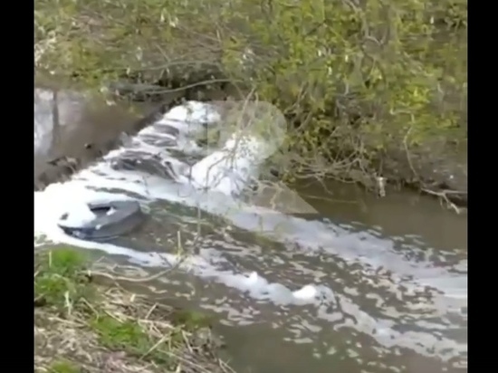 Рязанец снял на видео пену в реке Лыбедь