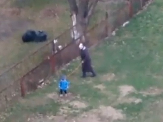 Жители Заринска заметили старушку, выгуливающую ребенка как собаку