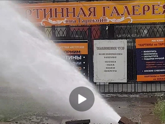 В Омске на Тарской забил фонтан из-за тепловых сетей