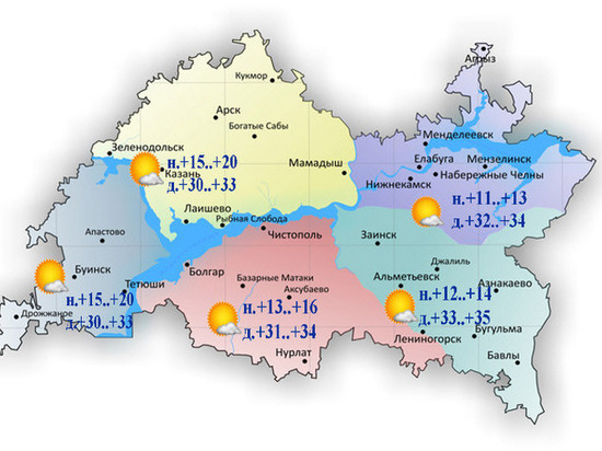 Сильный ветер и до 35 градусов тепла ожидаются в Татарстане 16 мая