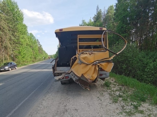 В Клепиковском районе лесовоз столкнулся со школьным автобусом