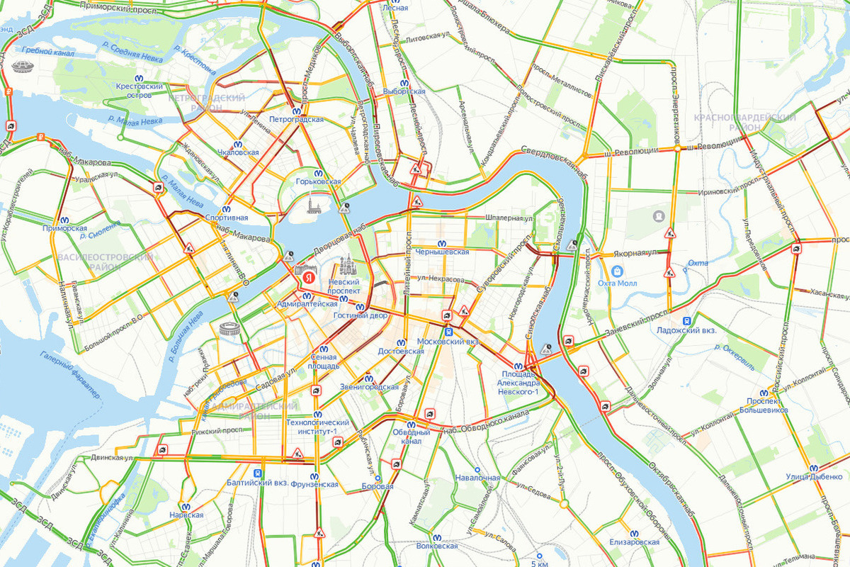 Карта санкт петербурга пробки онлайн сейчас