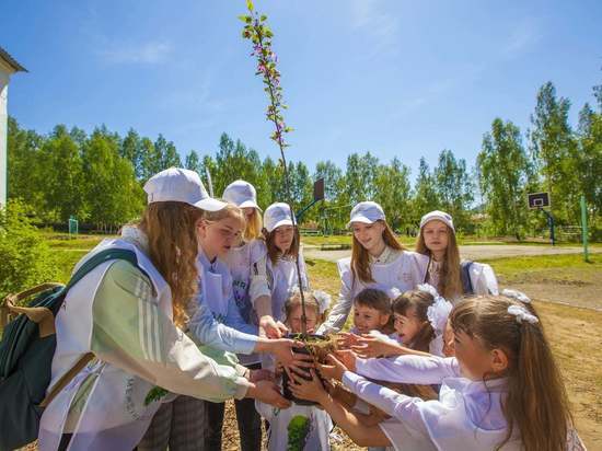 Школьники Карабаша высадили деревья в память о погибших героях ВОВ