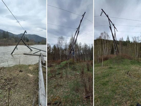 В Хакасии поводковые воды снесли столбы ЛЭП: их восстановили спустя 5 дней
