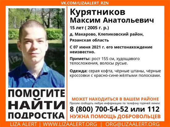В Клепиковском районе Рязанской области пропал 15-летний подросток