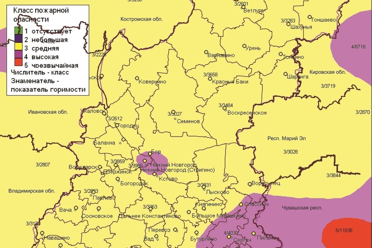 Карта пожарной опасности нижегородская область