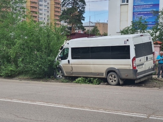 Маршрутка в Чите снесла несколько кустов после столкновения с Mitsubishi