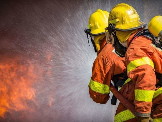 Почти 50 пожарных борются с возгоранием в цехе по обработке дерева в Курортном районе