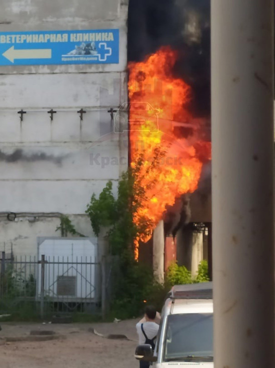  25 человек спасли из загоревшегося склада на ул. Высотная в Красноярске