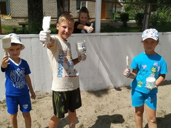 Юные жители брянского поселка покрасили футбольно-хоккейный корт