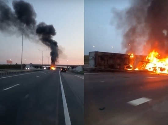 На трассе М-4 «Дон» в Зверево сгорел грузовик