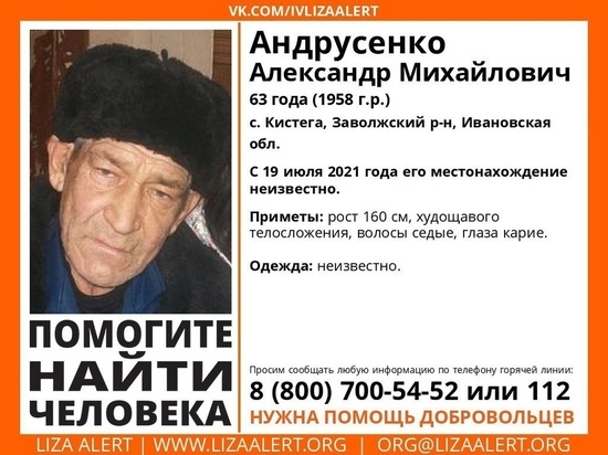 В Ивановской области с 19 июля ищут пропавшего дедушку