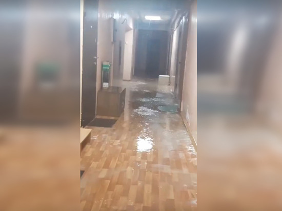Ливень устроил потоп в общежитии на Васильевском острове и лишил жильцов света и воды