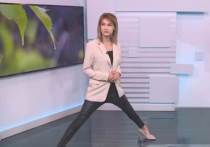 Сегодня на ГТРК "Башкортостан" вышел сюжет с прогнозом погоды, в котором телеведущая Евгения Андреева предстала в странной позе - с широко расставленными ногами, как будто собиралась сделать шпагат