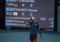 Российский теннисист Карен Хачанов проиграл немцу Александру Звереву в финале олимпийского турнира в одиночном разряде