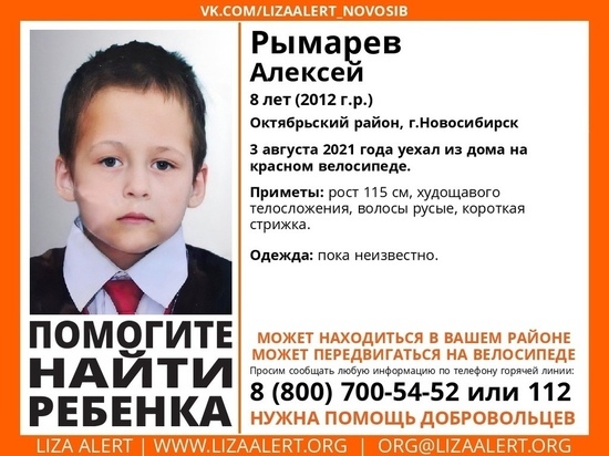 В Новосибирске сутки ищут 8-летнего мальчика на красном велосипеде
