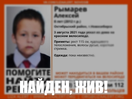 В Новосибирске завершили поиски 8-летнего мальчика на велосипеде