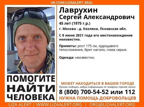 В Псковской области разыскивается пропавший Сергей Лаврухин