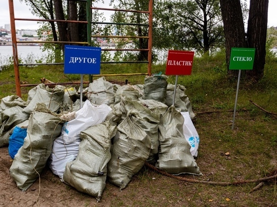 Более 600 килограммов мусора собрали с берега Оби в Ленинском районе Новосибирска