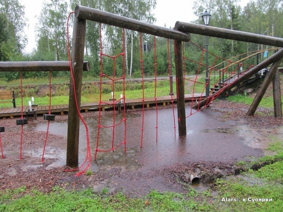 Полоса препятствий в городском парке Суоярви превратилась в болото