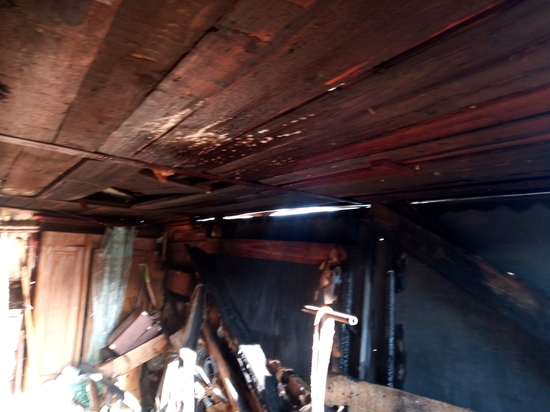 В Рославле горел гараж