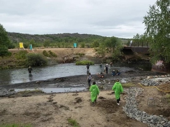 В Никеле волонтеры очистили русло реки Колосйоки, убрав две тонны мусора
