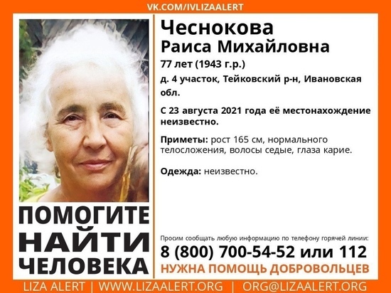 В Ивановской области уже несколько дней ищут пропавшую пенсионерку