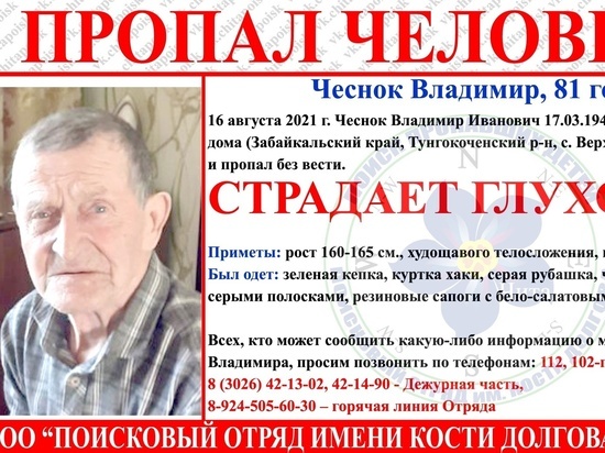 Пропавшего 2 недели назад пенсионера искали с самолета в Забайкалье