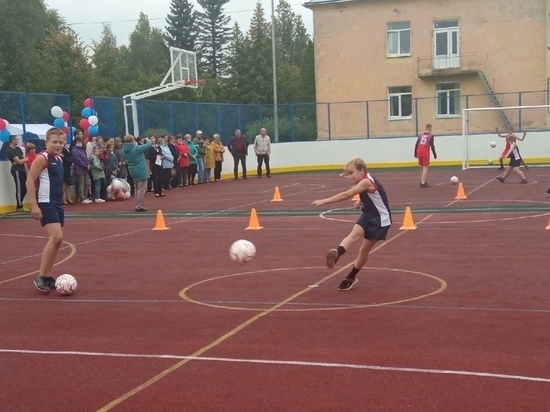 Новую спортплощадку для игры в футбол, баскетбол и хоккей открыли в Волотовском районе