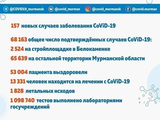 В Заполярье за сутки 157 новых случаев заражения коронавирусом и девять смертельных исходов