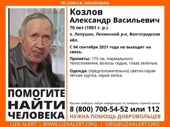В Волгоградской области разыскивают 70-летнего мужчину