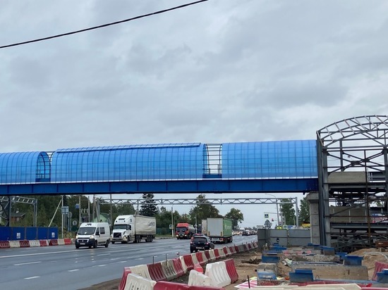 В Ям-Ижоре на трассе М-10 установили пролет пешеходного перехода