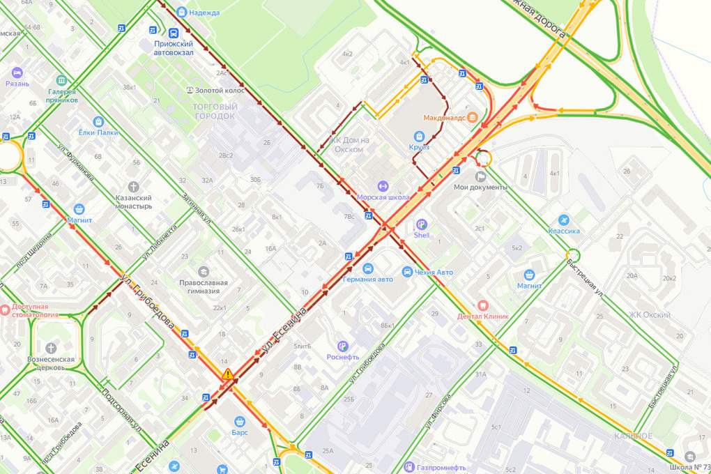 Пробки рязань сейчас онлайн карта солотчинский мост