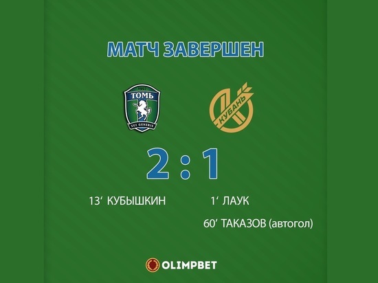 Домашний матч «Томи» с «Кубанью» завершился победой сибирских футболистов
