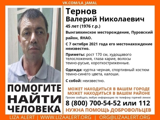 Пропавшего 45-летнего вахтовика ищут в ЯНАО